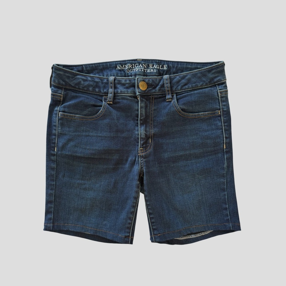 American Eagle Jegging Shorts Womens 8 Short Dark Wash Super Stretch Denim